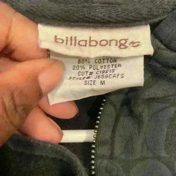 Billabong full zip hooded jacket size medium RN#99064 cotton & polyester - Picture 3 of 4